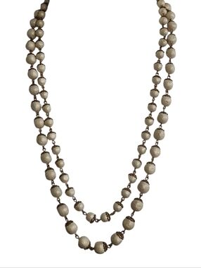 Vintage Double Strand Faux Baroque Pearl Necklace Cream Iridescent